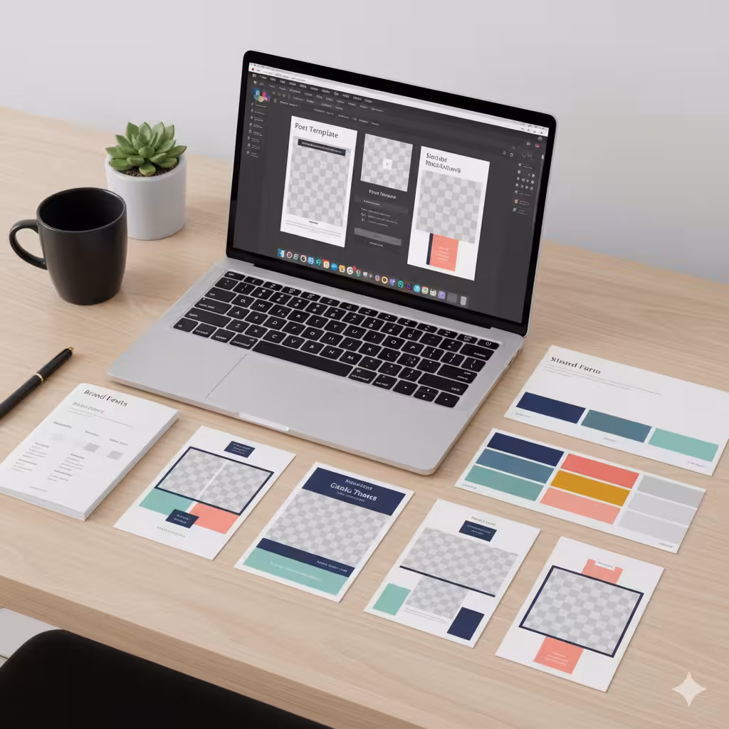 Post templates, color code, typography guide.